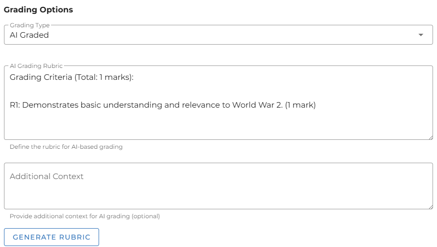 Essay AI Grading Settings